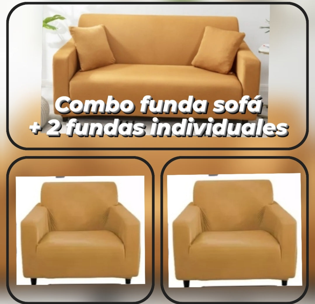 COMBO 2 FUNDAS INDIVIDUALES + 1 FUNDA SOFA 3 PUESTOS