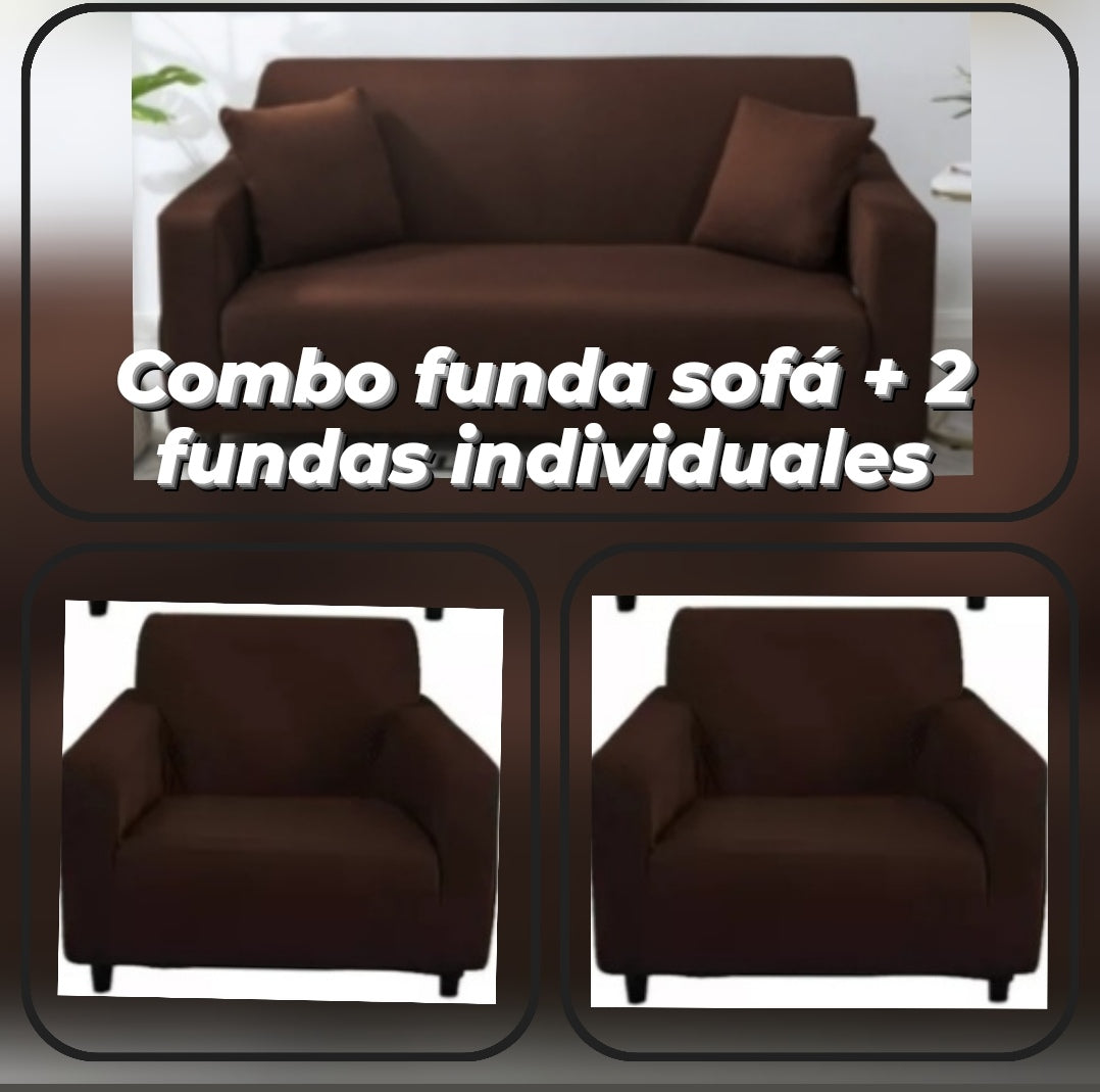 COMBO 2 FUNDAS INDIVIDUALES + 1 FUNDA SOFA 3 PUESTOS