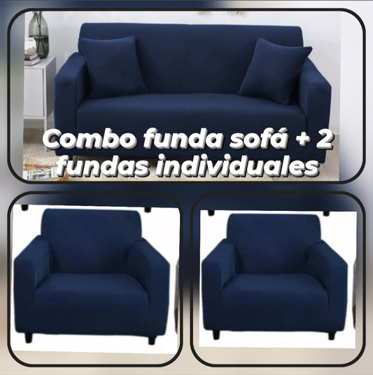 COMBO 2 FUNDAS INDIVIDUALES + 1 FUNDA SOFA 2 PUESTOS