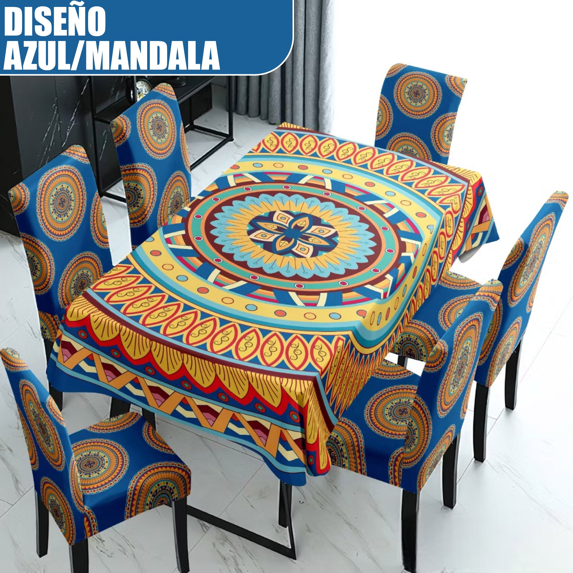 Combo Mantel Comedor + 6 Forros de Silla copia